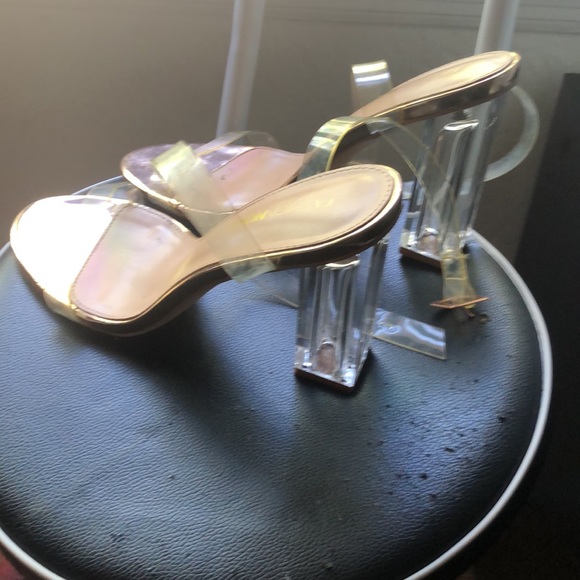 Clear bottom heels with straps to wrap around ankle - Picture 3 of 3